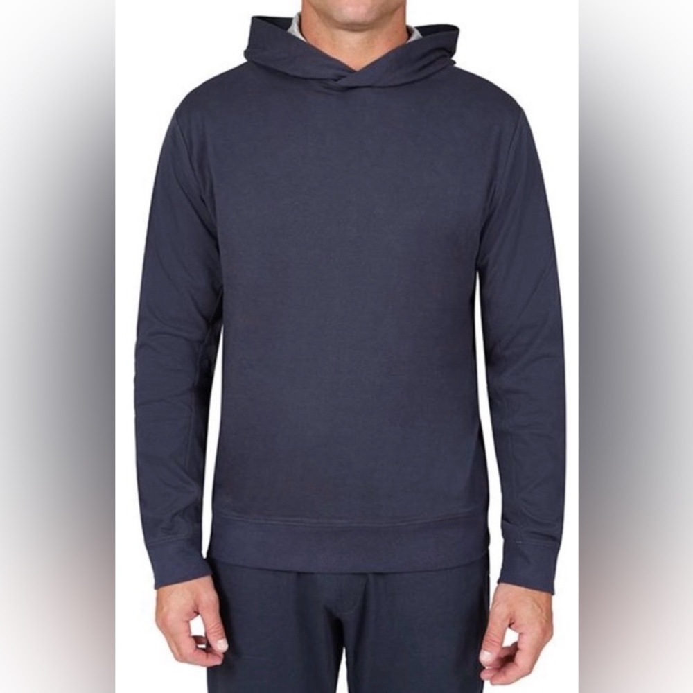 NWT $168 Slate & Stone Double Face Pullover Hoodie Navy Blue